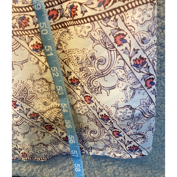 Lily Rose Maxi Dress Womens Medium Beige‎ Blue Floral Boho Lined V Neck Babydoll - Picture 4 of 11